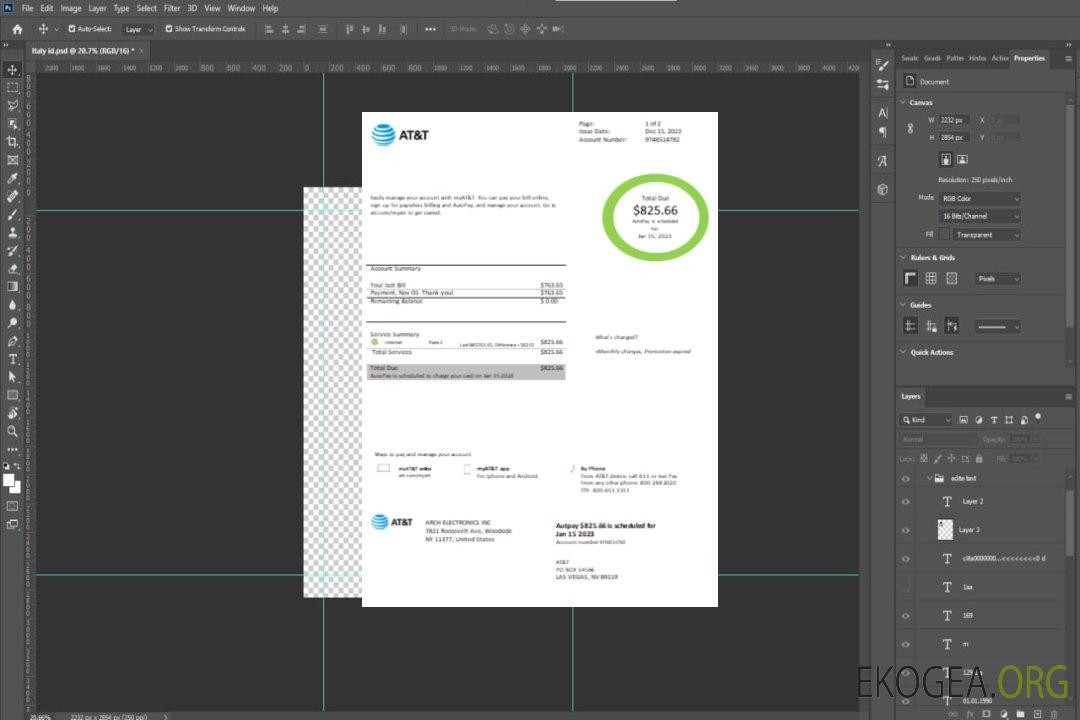 Texas AT&T facile à remplir la facture des services publics SCR template